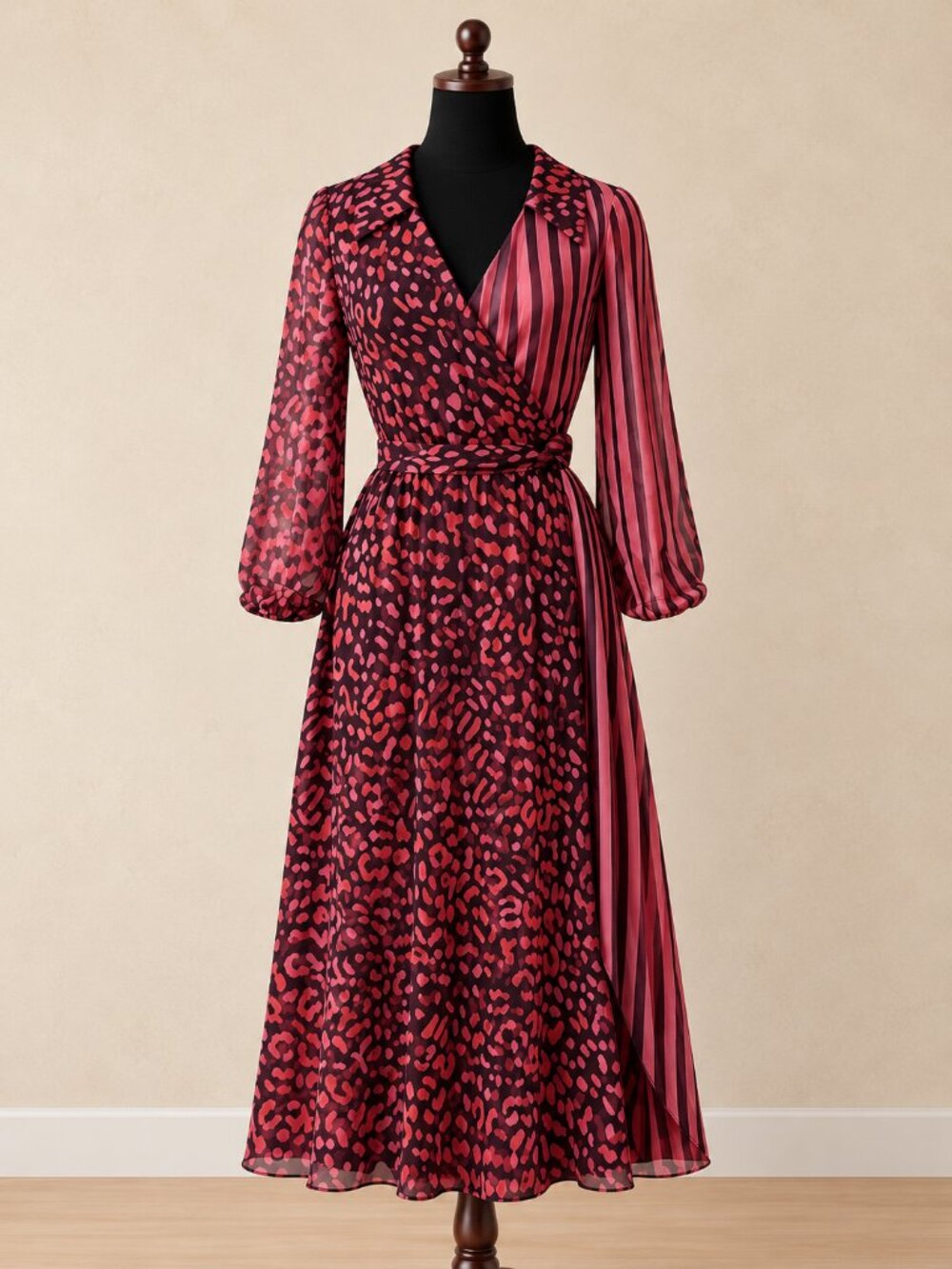 Alice + Olivia Abigail Silk Animal Print Stripe Wrap Dress 2